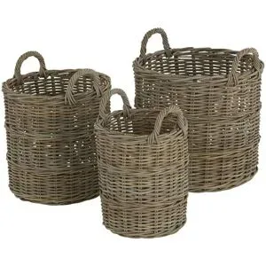 HOME STORY Rattankorb  3er Set   ¦ braun ¦ Rattan ¦ Maße (cm): H: 40  Ø: 45