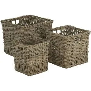 HOME STORY Rattankorb  3er Set   ¦ braun ¦ Rattan ¦ Maße (cm): B: 40 H: 35 T: