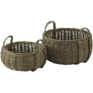 HOME STORY Rattankorb  2er Set   ¦ braun ¦ Rattan ¦ Maße (cm): H: 37  Ø: 57