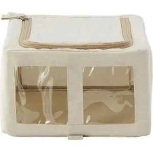 Höffner Aufbewahrungsbox mit Fenster   ¦ beige ¦ Polyester,Metall ¦ Maße (cm): B: 35 H: