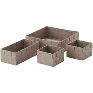 HOME STORY Aufbewahrungskorb  4er-Set   ¦ braun ¦ Polyester,Metall ¦ Maße (cm):