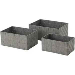 HOME STORY Aufbewahrungskorb  3er Set   ¦ grau ¦ Polyester,Metall ¦ Maße (cm):