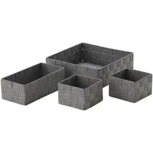 HOME STORY Aufbewahrungskorb  4er-Set   ¦ grau ¦ Polyester,Metall ¦ Maße (cm):
