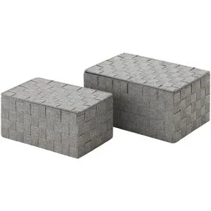 HOME STORY Aufbewahrungskorb  2er Set   ¦ grau ¦ Polyester,Metall ¦ Maße (cm):