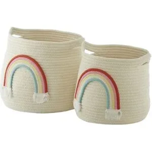 Höffner Aufbewahrungskorb  2er Set   ¦ creme ¦ Polyester,Baumwolle ¦ Maße (cm): H: 30