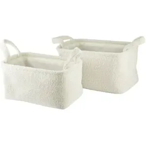 Höffner Aufbewahrungskorb  2er Set   ¦ creme ¦ Polyester ¦ Maße (cm): B: 33 H: 18