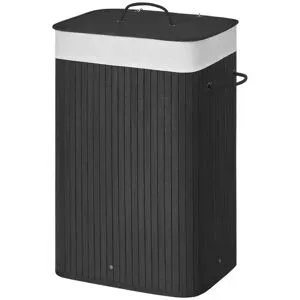 Höffner Wäschekorb   ¦ schwarz ¦ Naturfaser,Baumwolle,Metall ¦ Maße (cm): B: 40 H: 61