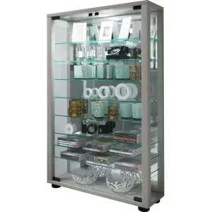 Höffner Vitrine  Lumo ¦ silber ¦ Maße (cm): B: 59 H: 91,3 T: 18.0