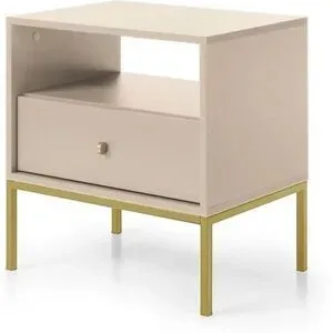 Höffner Nachtkommode  Molly ¦ beige ¦ Maße (cm): B: 53,6 H: 56,2