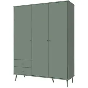 Höffner Kleiderschrank 3-türig  Salbeigrün  mit Einlegeböden Hemsby ¦ grün ¦ Maße (cm):
