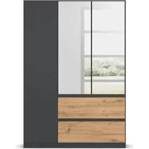 Höffner Drehtürenschrank  Jamila ¦ grau ¦ Maße (cm): B: 136 H: 197