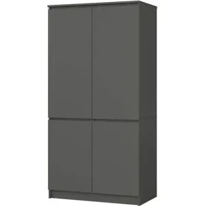Höffner Drehtürenschrank 90 cm breit Valentina ¦ grau ¦ Maße (cm): B: 90 H: 180