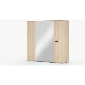 Höffner Drehtürenschrank mit Einlegeböden Bari ¦ braun ¦ Maße (cm): B: 200 H: 198