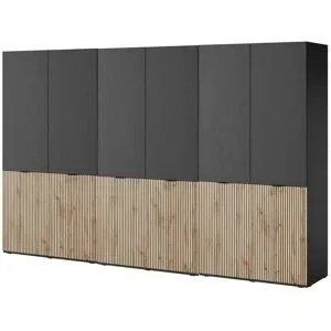Höffner Drehtürenschrank  Sandbox ¦ schwarz ¦ Maße (cm): B: 303 H: 200