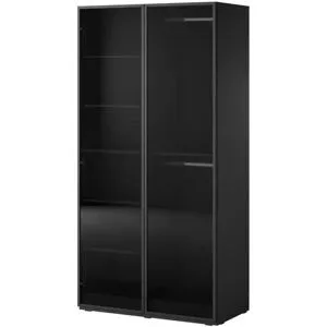 Höffner Drehtürenschrank mit Glastüren Sandbox ¦ schwarz ¦ Maße (cm): B: 101 H: 200