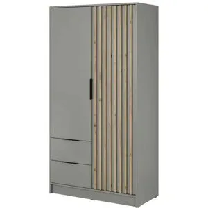 Höffner Drehtürenschrank  Nelly ¦ grau ¦ Maße (cm): B: 105 H: 200
