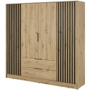 Höffner Drehtürenschrank  Nelly ¦ braun ¦ Maße (cm): B: 206 H: 200