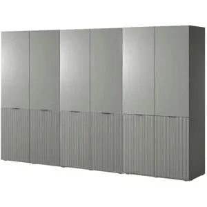 Höffner Drehtürenschrank  Sandbox ¦ grau ¦ Maße (cm): B: 303 H: 200