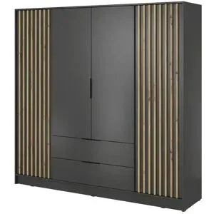 Höffner Drehtürenschrank  Nelly ¦ schwarz ¦ Maße (cm): B: 206 H: 200