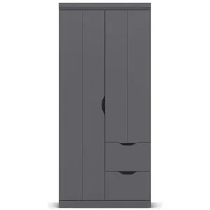 Höffner Kleiderschrank mit Schubladen Frieda ¦ grau ¦ Maße (cm): B: 91 H: 203