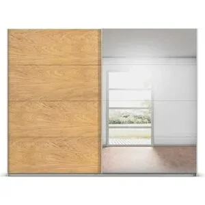 Höffner Schwebetürenschrank mit Spiegel Malva Extra ¦ grau ¦ Maße (cm): B: 271 H: 210