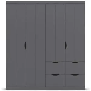 Höffner Kleiderschrank mit Schubladen Frieda ¦ grau ¦ Maße (cm): B: 181 H: 203