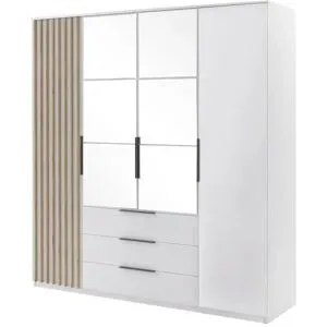Höffner Drehtürenschrank   ¦ weiß ¦ Maße (cm): B: 200 H: 215 T: 61.0