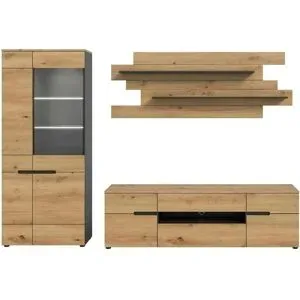 Höffner Wohnwand   ¦ grau ¦ Maße (cm): B: 280 H: 190