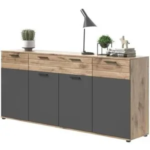 Höffner Sideboard  Monsano ¦ grau ¦ Maße (cm): B: 200 H: 91 T: 40.0