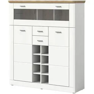 Höffner Barschrank  Accadia ¦ weiß ¦ Maße (cm): B: 124 H: 140 T: 37.0