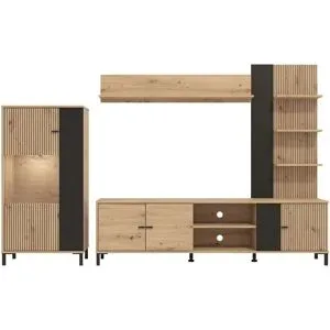 Höffner Wohnwand Dekorfolie in Riffeloptik Calvas ¦ holzfarben ¦ Maße (cm): B: 260 H: