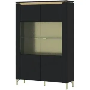 Höffner Vitrine mit Softclose Losini ¦ schwarz ¦ Maße (cm): B: 110 H: 169 T: 40.0