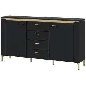 Höffner Sideboard mit Softclose Losini ¦ schwarz ¦ Maße (cm): B: 155,3 H: 87,3 T: 40.0