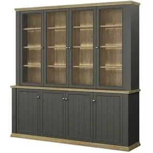 Höffner Bücherschrank  Countryside ¦ grau ¦ Maße (cm): B: 198,5 H: 202,1 T: 43.3