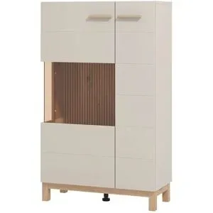 Höffner Vitrine  Esperia ¦ beige ¦ Maße (cm): B: 77 H: 127,5 T: 35.0