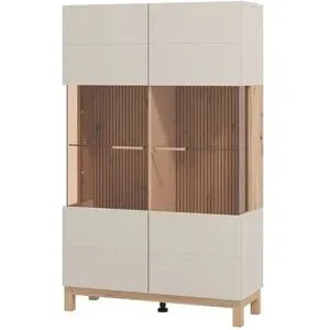 Höffner Vitrine  Esperia ¦ beige ¦ Maße (cm): B: 90 H: 146,5 T: 35.0