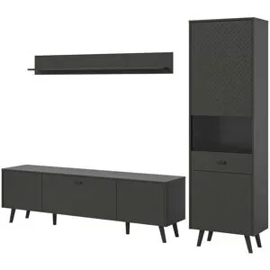 Höffner Wohnkombination  Linea ¦ grau ¦ Maße (cm): B: 258 H: 195