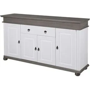 Höffner Sideboard aus Massivholz Fehmarn ¦ weiß ¦ Maße (cm): B: 181 H: 100 T: 46.3