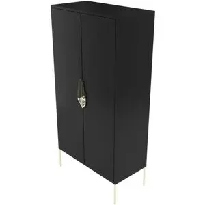 Höffner Highboard  Merlin ¦ schwarz ¦ Maße (cm): B: 80 H: 160