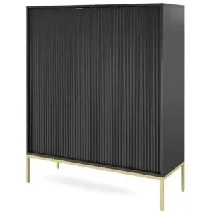 Höffner Highboard  Nova ¦ schwarz ¦ Maße (cm): B: 104 H: 125