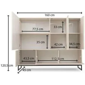 Höffner Highboard  Genua ¦ braun ¦ Maße (cm): B: 160 H: 120,5