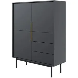 Höffner Highboard  Vinchio ¦ schwarz ¦ Maße (cm): B: 104 H: 139,5 T: 39.0