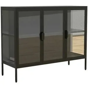 Höffner Standvitrine  Floka ¦ schwarz ¦ Maße (cm): B: 100 H: 80