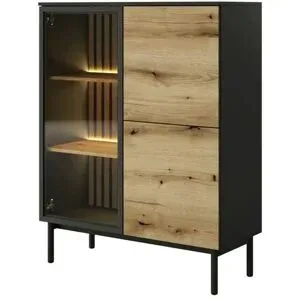 Höffner Vitrine   ¦ schwarz ¦ Maße (cm): B: 100 H: 125