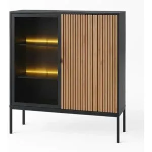Höffner Vitrine   ¦ schwarz ¦ Maße (cm): B: 104 H: 126