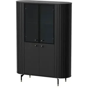 Höffner Vitrine   ¦ schwarz ¦ Maße (cm): B: 112 H: 155