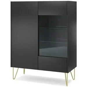 Höffner Vitrine   ¦ schwarz ¦ Maße (cm): B: 97 H: 122