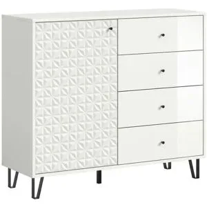Höffner Highboard  Prisma ¦ weiß ¦ Maße (cm): B: 110 H: 96