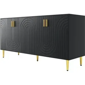 Höffner Sideboard   ¦ schwarz ¦ Maße (cm): B: 152 H: 75