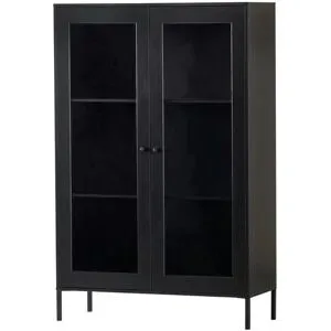 WOOOD Vitrine  Xam ¦ schwarz ¦ Maße (cm): B: 100 H: 155